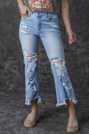 - Blue Heavy Destroyed High Waist Jeans - 2 colors - women's jeans at TFC&H Co.