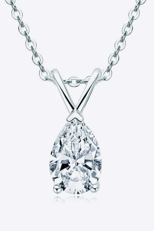 SILVER ONE SIZE - 1.5 Carat Moissanite Pendant 925 Sterling Silver Necklace - gold or silver - necklace at TFC&H Co.