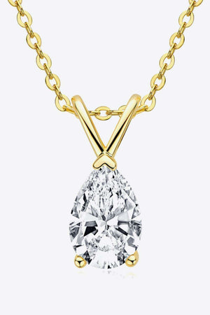GOLD ONE SIZE - 1.5 Carat Moissanite Pendant 925 Sterling Silver Necklace - gold or silver - necklace at TFC&H Co.