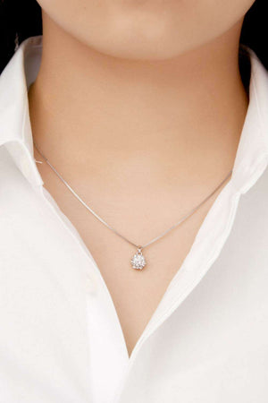 1 Carat Moissanite Pendant Platinum-Plated Necklace - necklace at TFC&H Co.