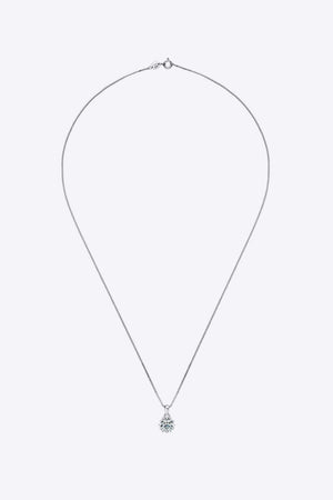 1 Carat Moissanite Pendant Platinum-Plated Necklace - necklace at TFC&H Co.