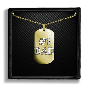 Gold With 24" Ball Chain - #1 Dad Dog Tag Father's Day Gift- Ships from The US - dog tags at TFC&H Co.
