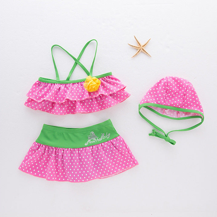 Pink - Three Piece Girl's Swimsuits - girls swimsuit at TFC&H Co.