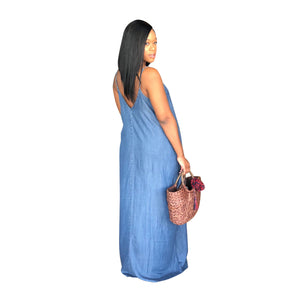 - Fashionable Loose Denim Dress - womens dress at TFC&H Co.