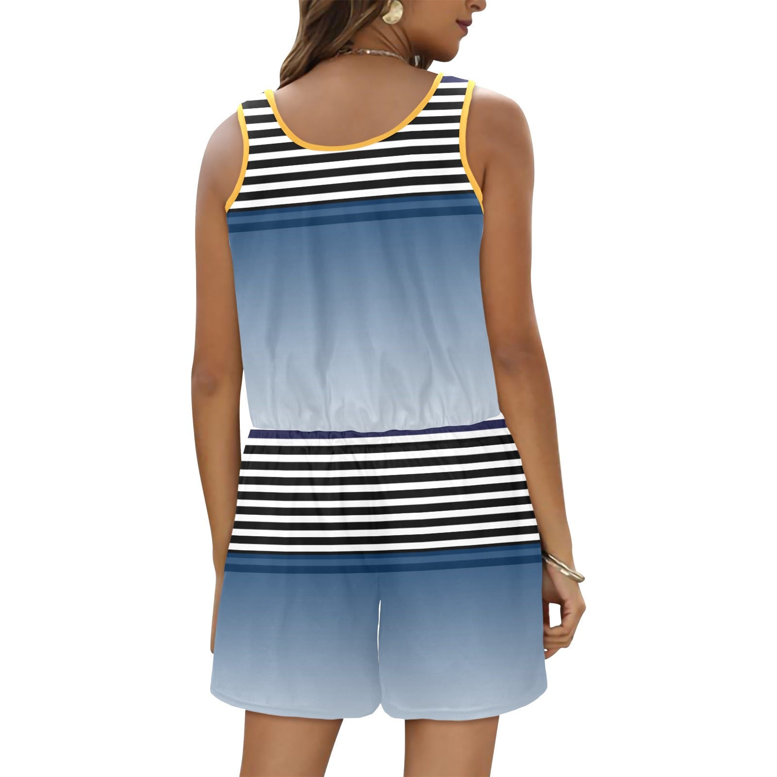 - Ombre Striped Vest Romper - womens romper at TFC&H Co.