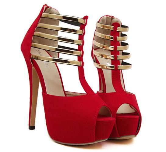 RED - Strap Ankle Cuff Stiletto Salto - womens shoe at TFC&H Co.