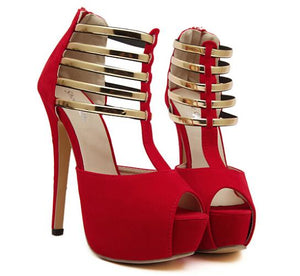RED Strap Ankle Cuff Stiletto Salto - women's shoe at TFC&H Co.