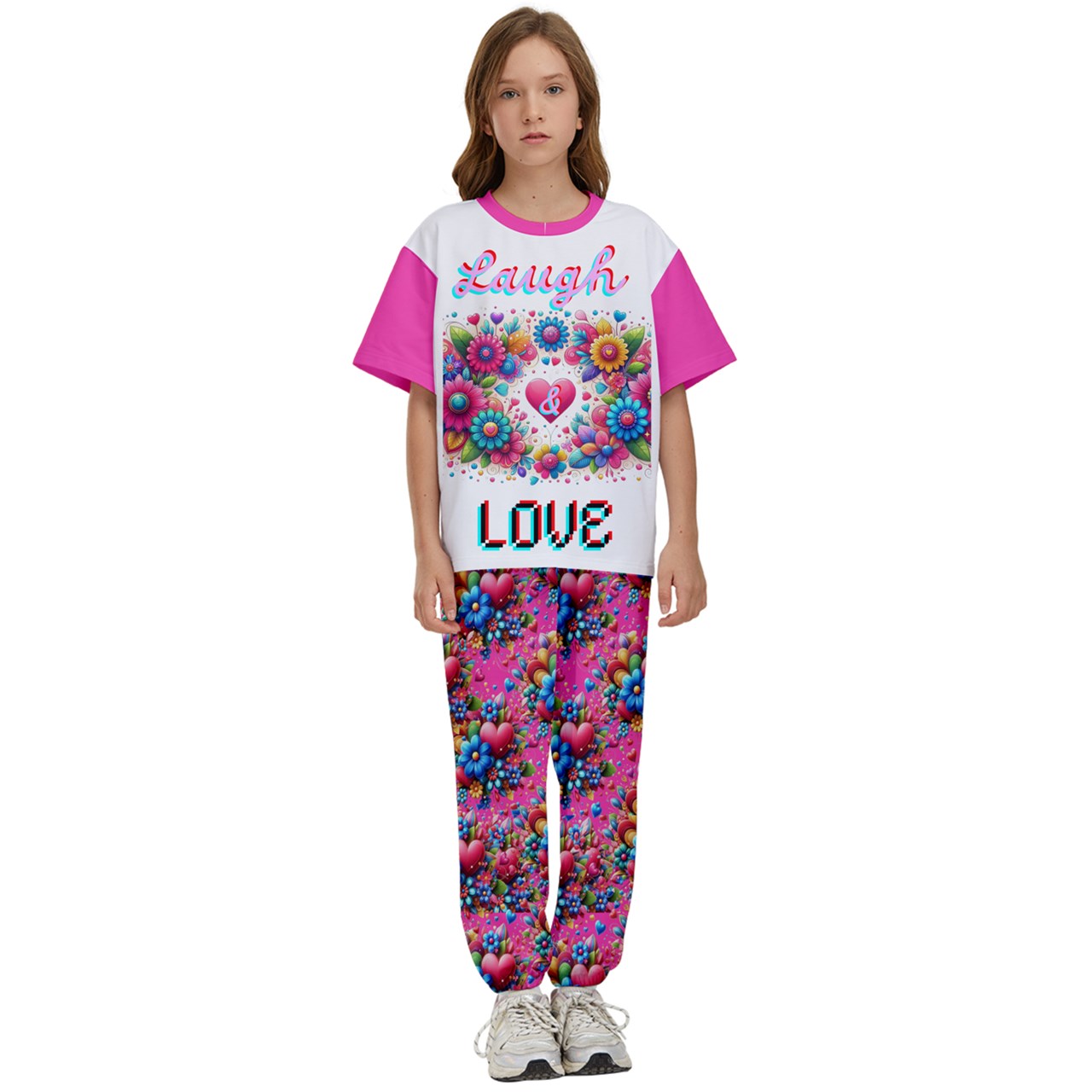 Laugh Love - Kids' T-Shirt and Pants Outfit Set - girls pants set at TFC&H Co.