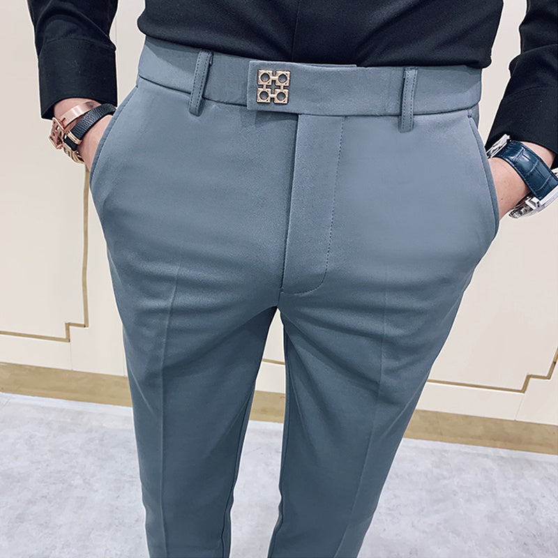 - Emblem Belted Men's Tight Suit Pants - mens suit pants at TFC&H Co.