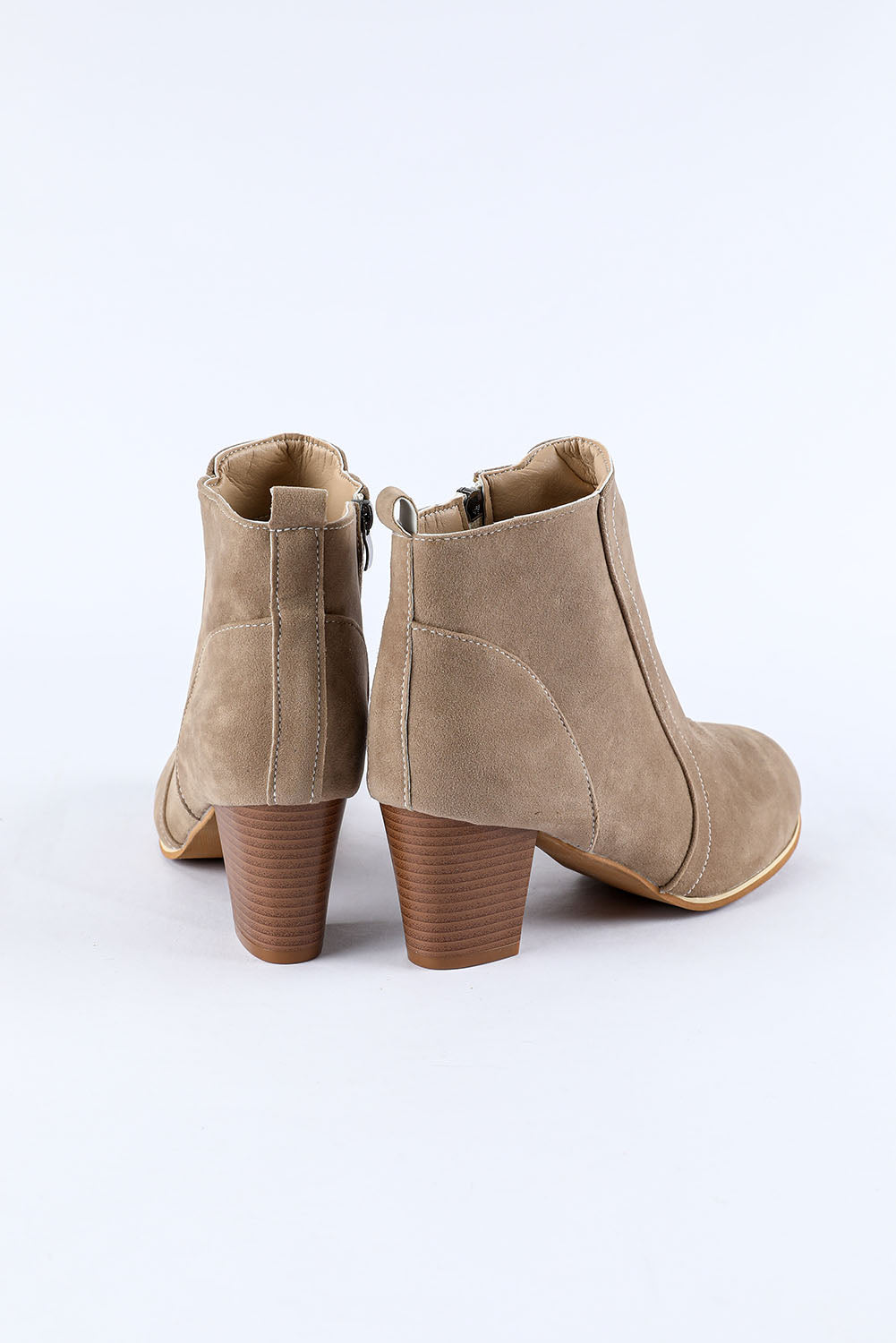 Faux Suede Size Zip Heeled Booties - women's boots at TFC&H Co.