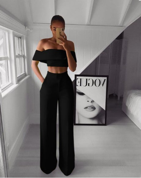 One-shoulder Classy Pants Outfit Set