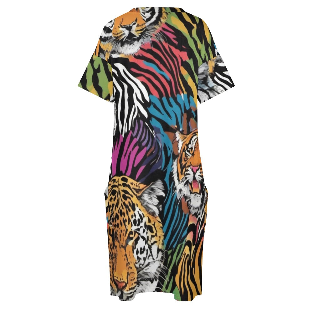 - Animal Wild Face Loose Pocket Dress - womens dress at TFC&H Co.