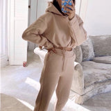 Khaki - Comfy Jogging Suits For Women - womens sweatsuit at TFC&H Co.