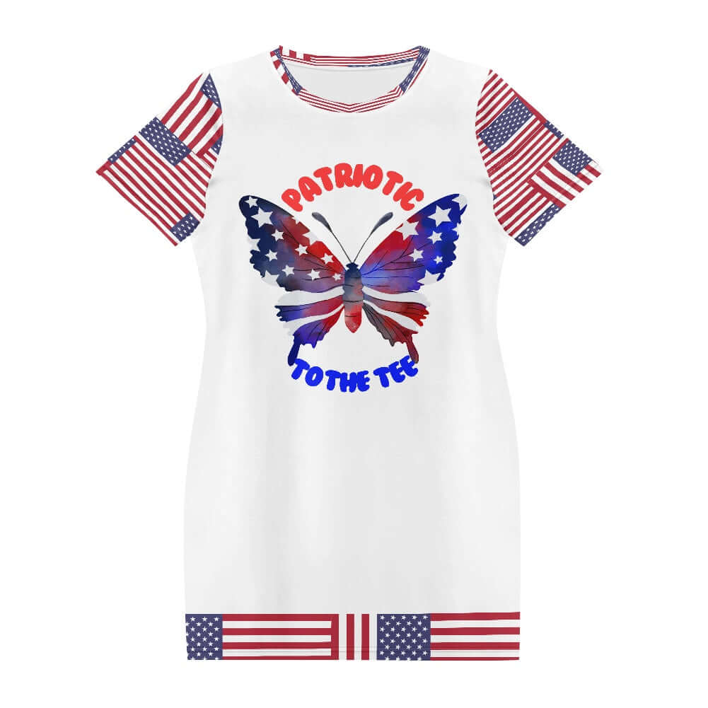 - Patriotic Women's Round Neck 4th of July T-Shirt Dress - womens t-shirt dress at TFC&H Co.