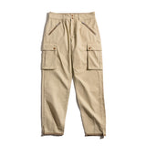 Khaki - Retro Khaki Tapered Mountain Army Pants Zipper Pocket Casual Men's Pants - mens khaki pants at TFC&H Co.