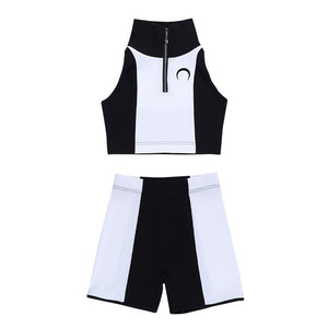 - Color Block Fashion Two-Piece Halter Vest and Shorts Outfit Set - womens short set at TFC&H Co.