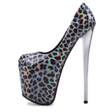 SILVER - Super High Stiletto Gradient Leopard Print High Heels - womens shoe at TFC&H Co.