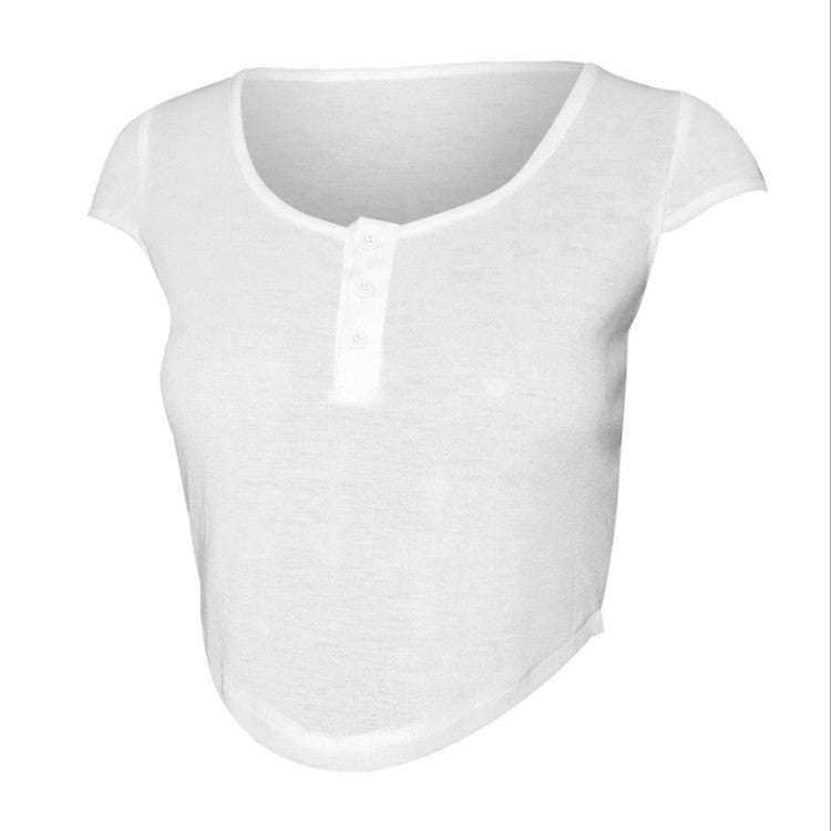 - Curved T-shirt Crop Top Ultra-Short And Thin for Women - womens crop top at TFC&H Co.