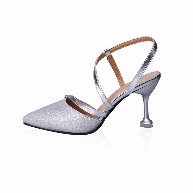 - Silver Sequin Pointed Toe High Heels - womens shoe at TFC&H Co.