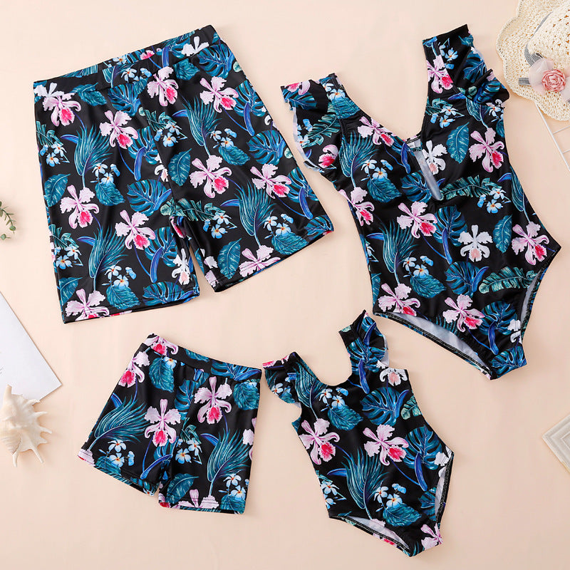 Family swimsuits| Women's One-Piece Swimsuit + Men's Beach Pants + Child Swimsuits