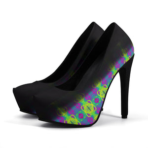 BLACK - Snake Platform 5 Inch High Heels - womens heels at TFC&H Co.