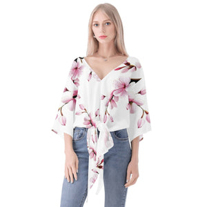 4 - White - Cherry Blossom Women‘s’ V-neck Streamers Blouse - 4 colors - womens blouse at TFC&H Co.