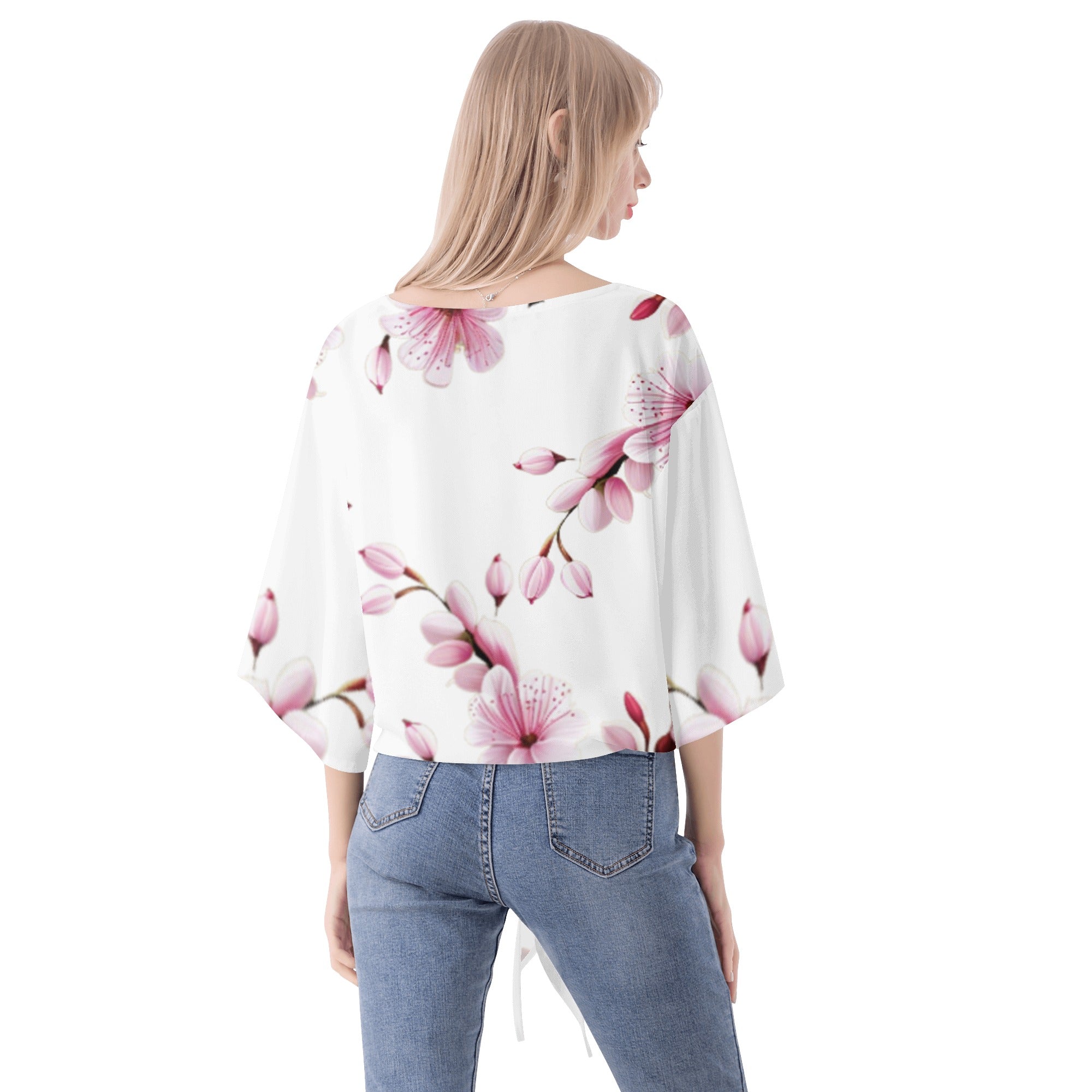- Cherry Blossom Women‘s’ V-neck Streamers Blouse - 4 colors - womens blouse at TFC&H Co.