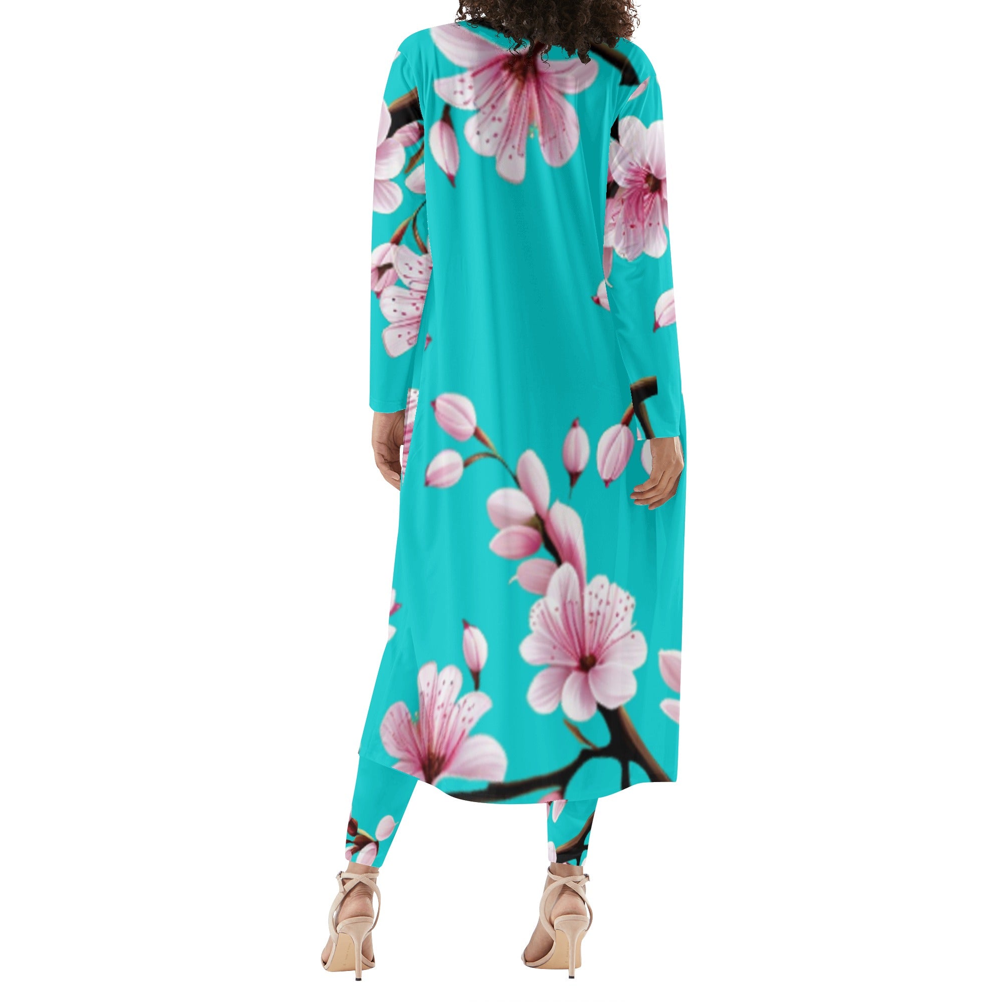 Cherry Blossom Womens Long Sleeve Cardigan and Leggings 2pcs - 4 colors - women's pants set at TFC&H Co.