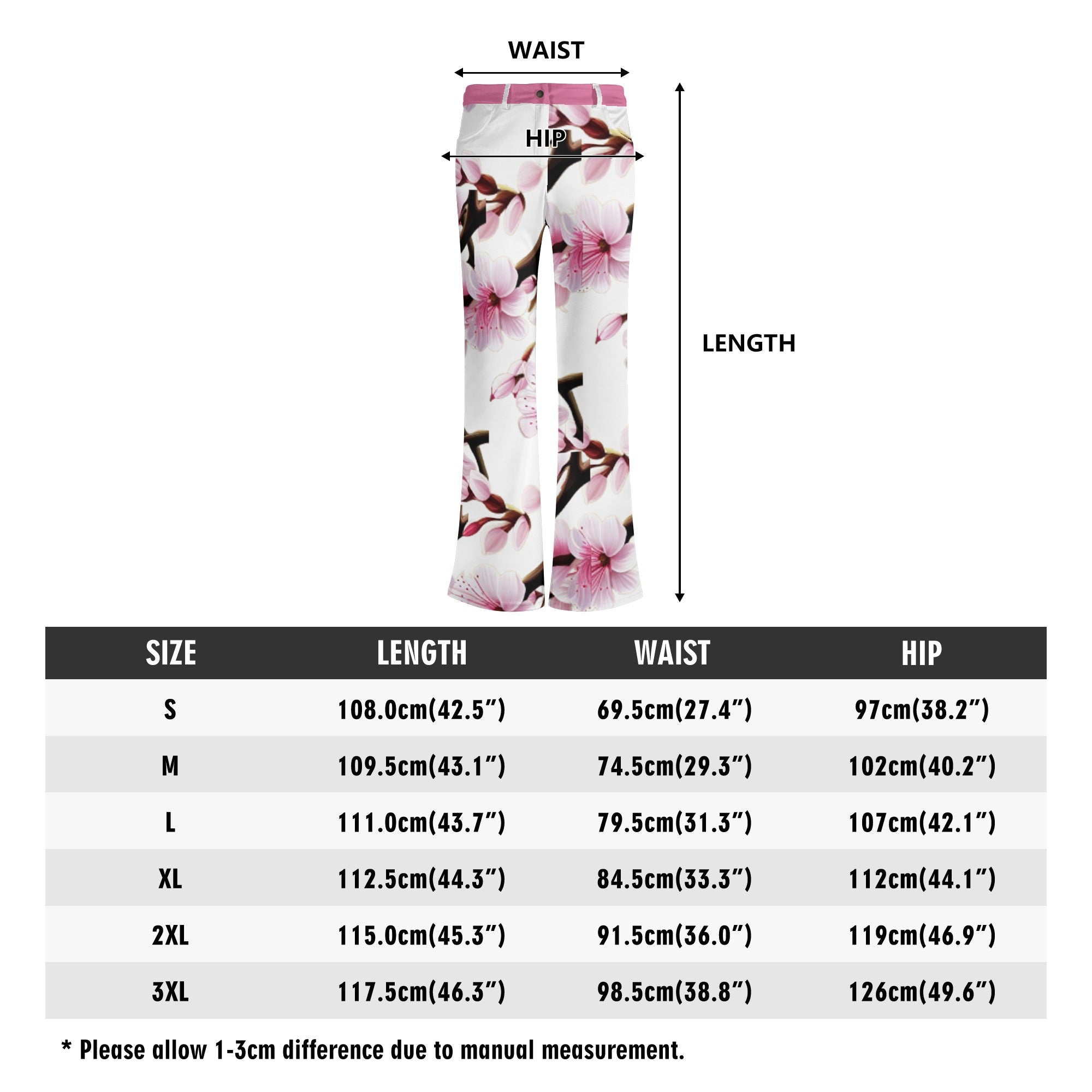 - Cherry Blossom Womens Print Elegant Flare Pants - 3 colors - womens pants at TFC&H Co.