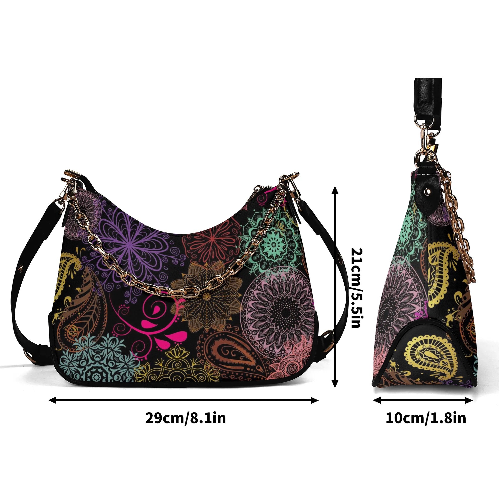 - Paisley Mist Lady PU Cross-body Bag With Chain Decoration - handbags at TFC&H Co.