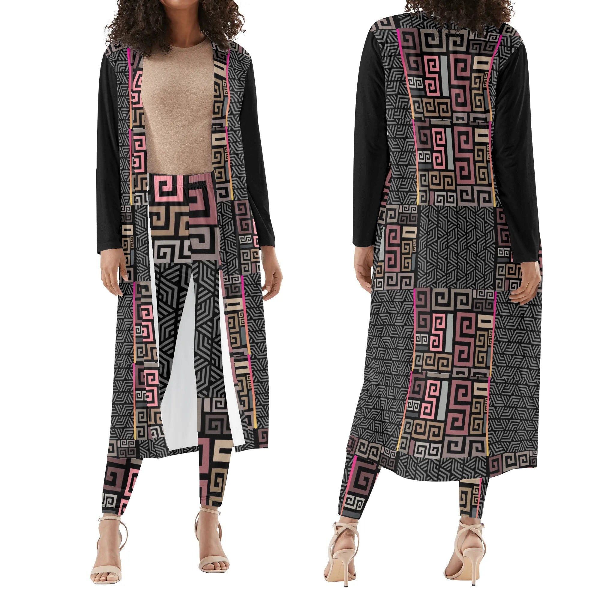 6XL - Squared Womens Long Sleeve Cardigan and Leggings Outfit Sets - womens top & leggings set at TFC&H Co.