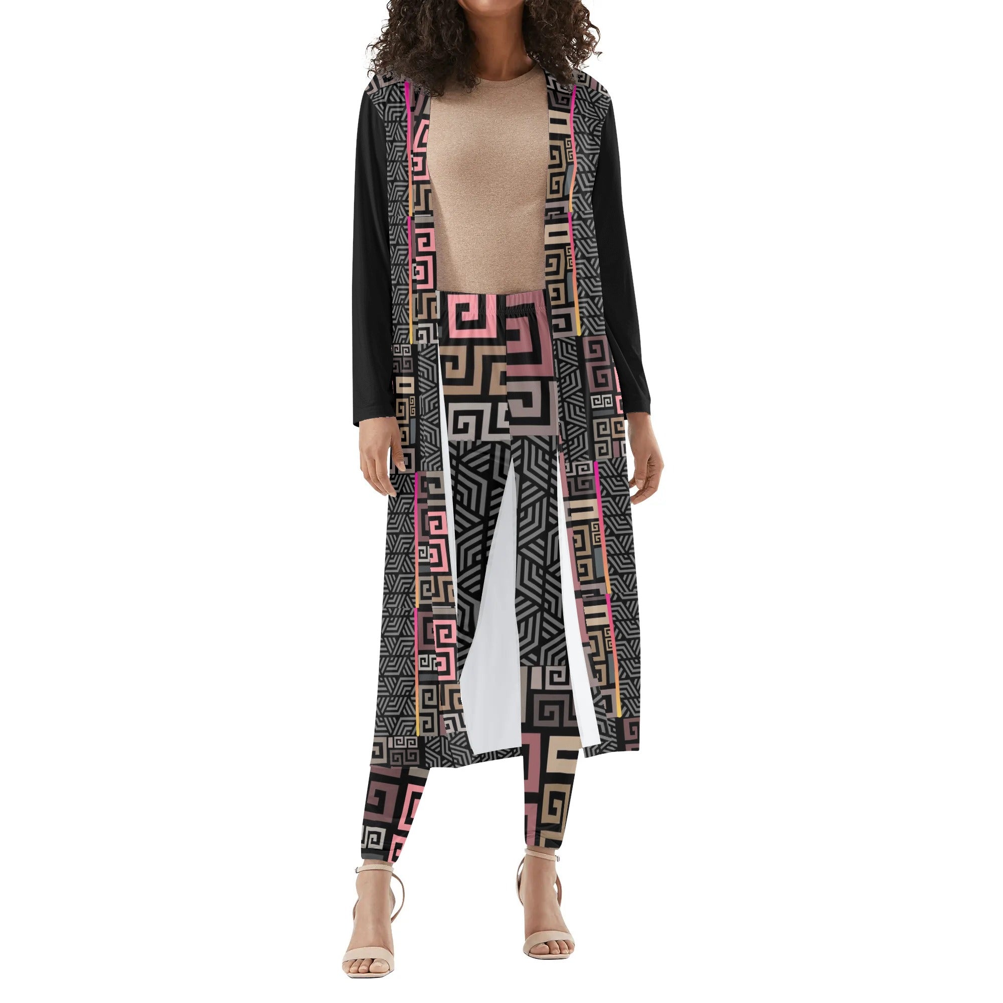 Squared Womens Long Sleeve Cardigan and Leggings Outfit Sets