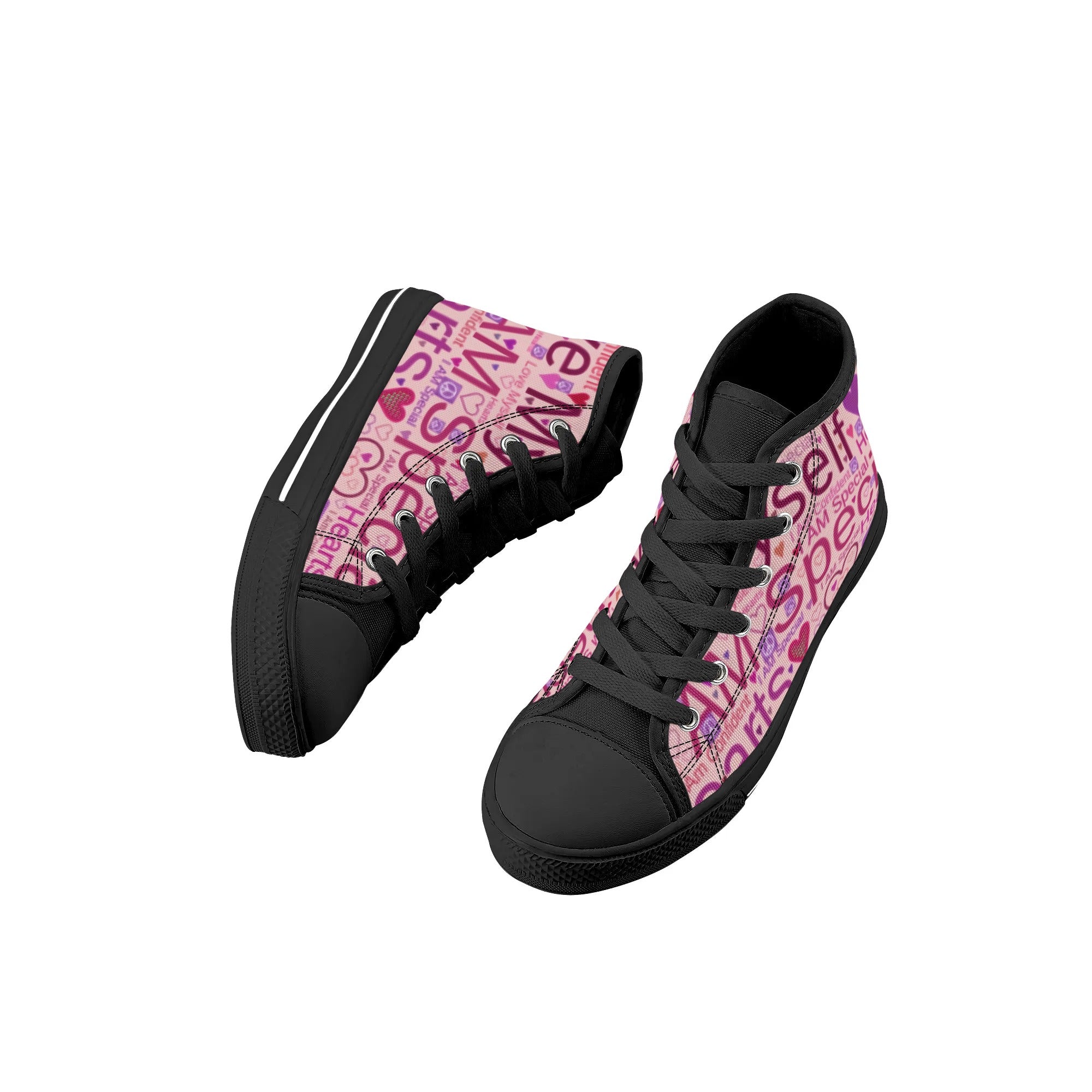 Black - Speak-Over Kids Rubber High Top Canvas Shoes - Kids Shoes at TFC&H Co.