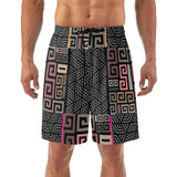 Black - Squared Mens Lightweight Hawaiian Beach Shorts - mens beach shorts at TFC&H Co.