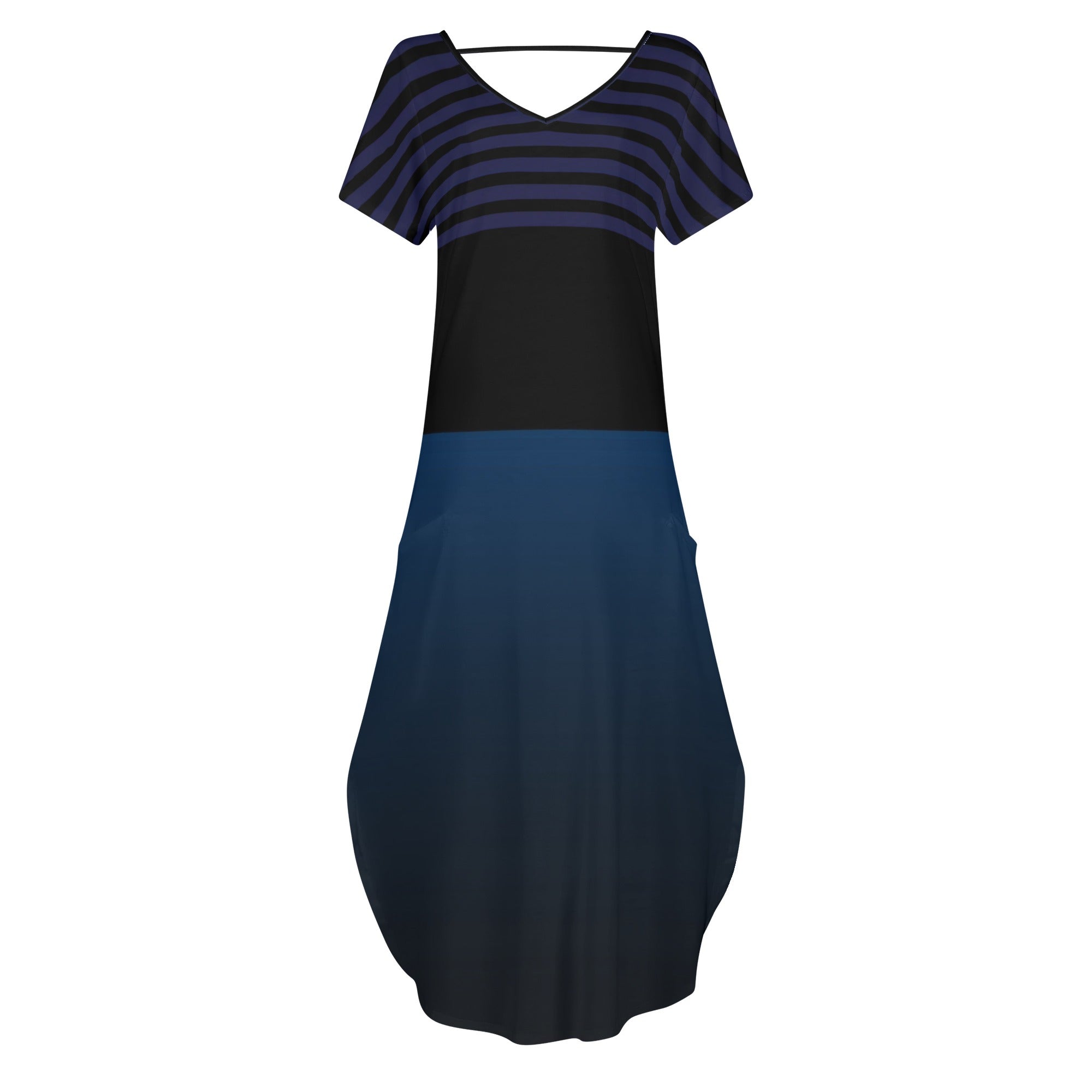 - Ombre Striped Womens Short Sleeve Long Draped Dress for Women - womens dress at TFC&H Co.