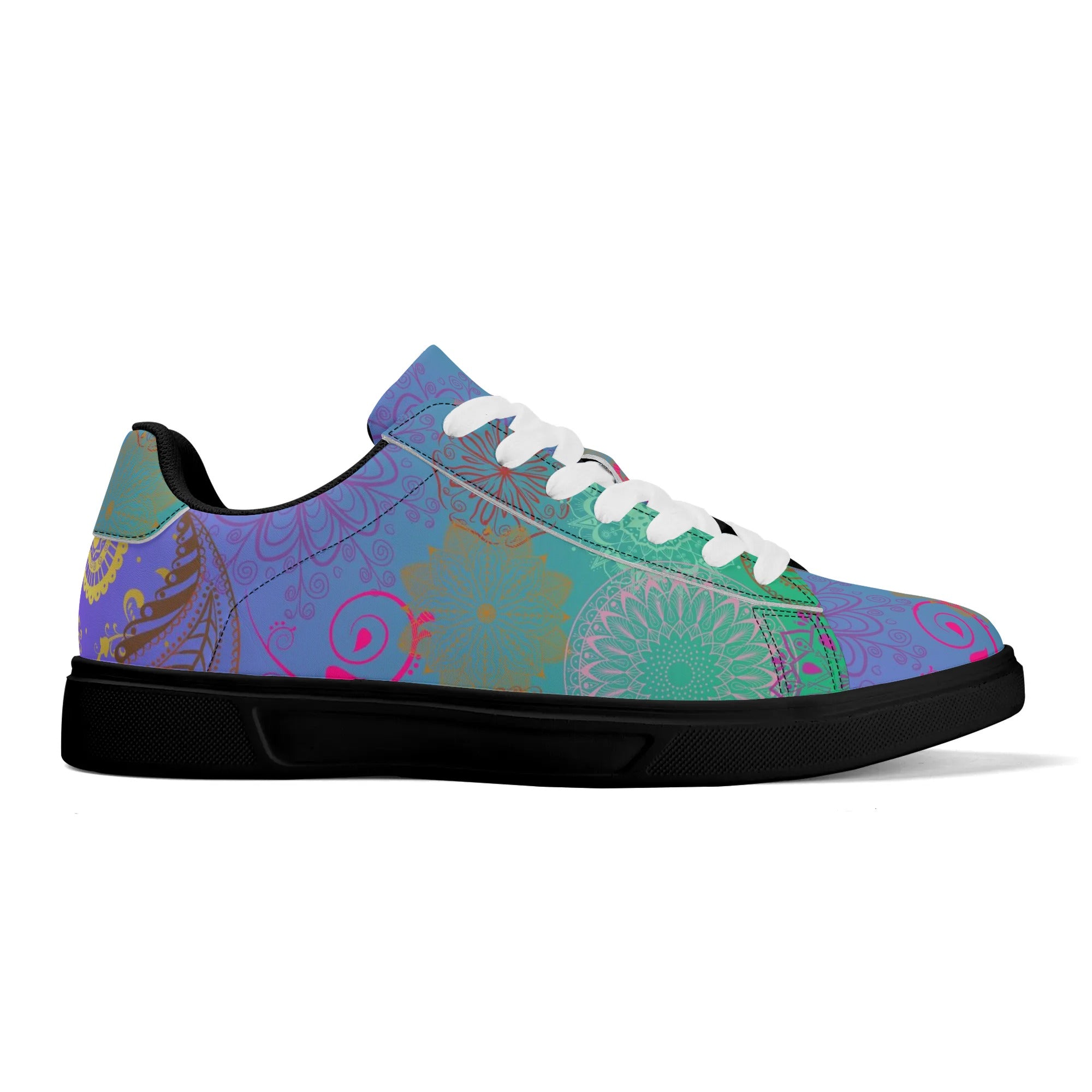 - Paisley Mist Adult Lightweight Low Top Leather Skateboard Shoes - womens sneakers at TFC&H Co.