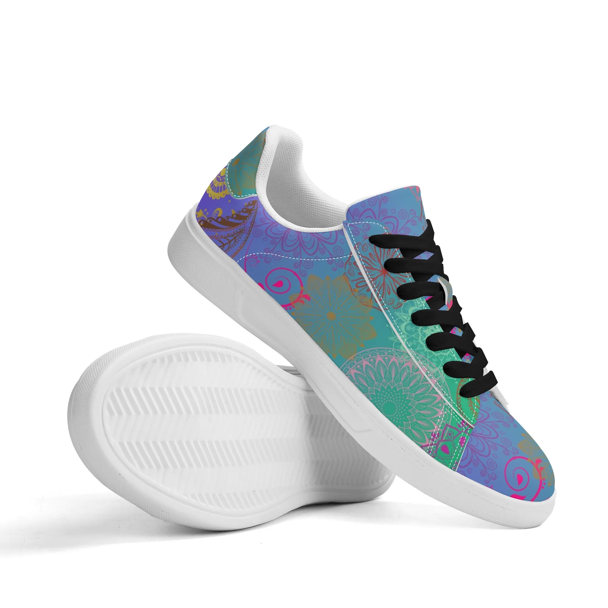 - Paisley Mist Adult Lightweight Low Top Leather Skateboard Shoes - womens sneakers at TFC&H Co.