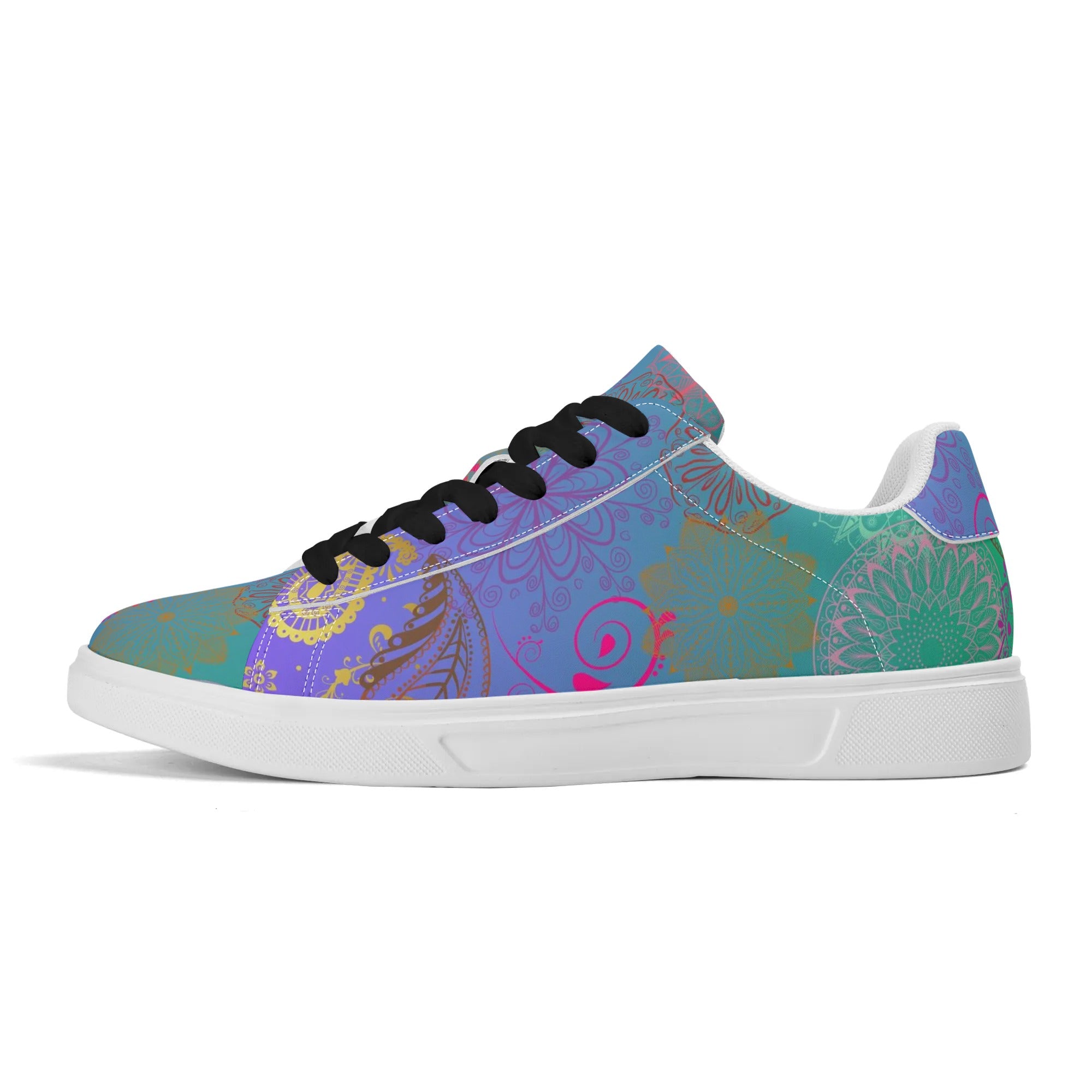 Paisley Mist Adult Lightweight Low Top Leather Skateboard Shoes