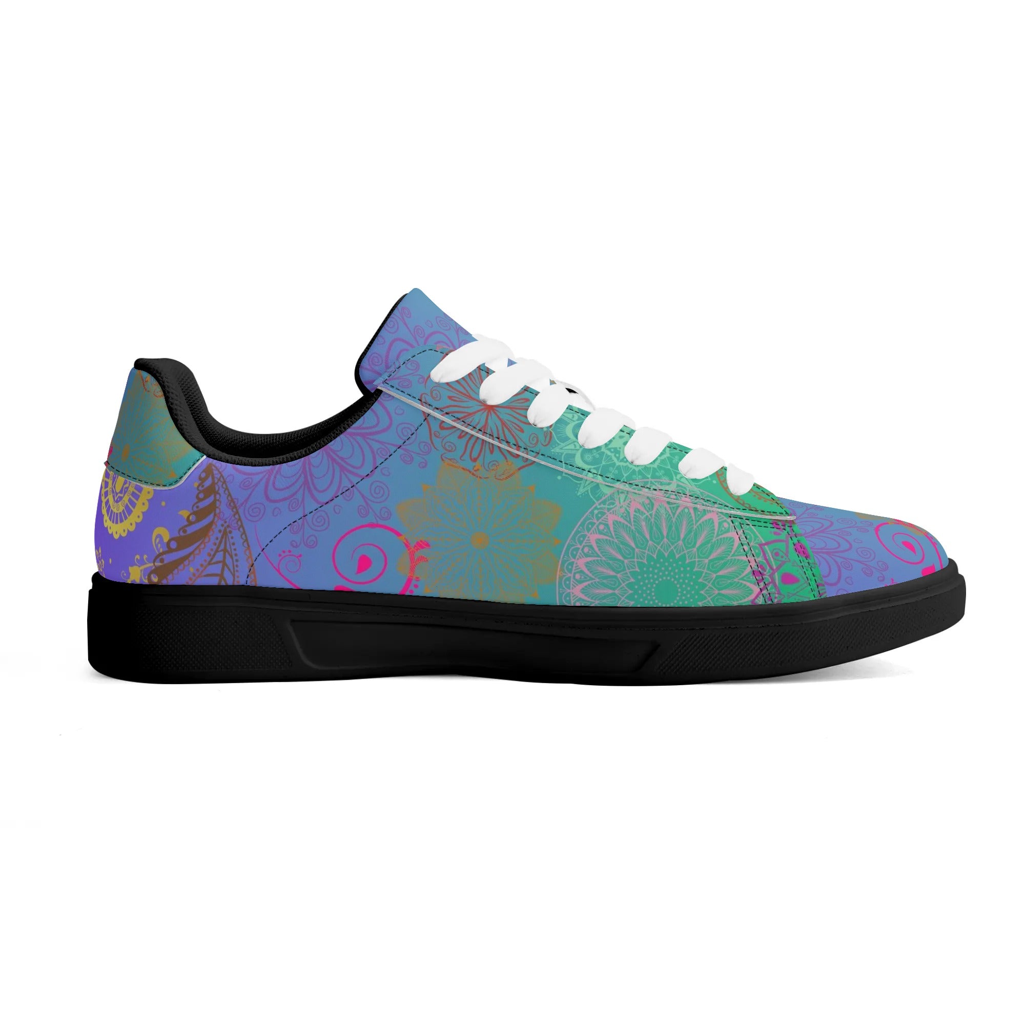 - Paisley Mist Adult Lightweight Low Top Leather Skateboard Shoes - womens sneakers at TFC&H Co.