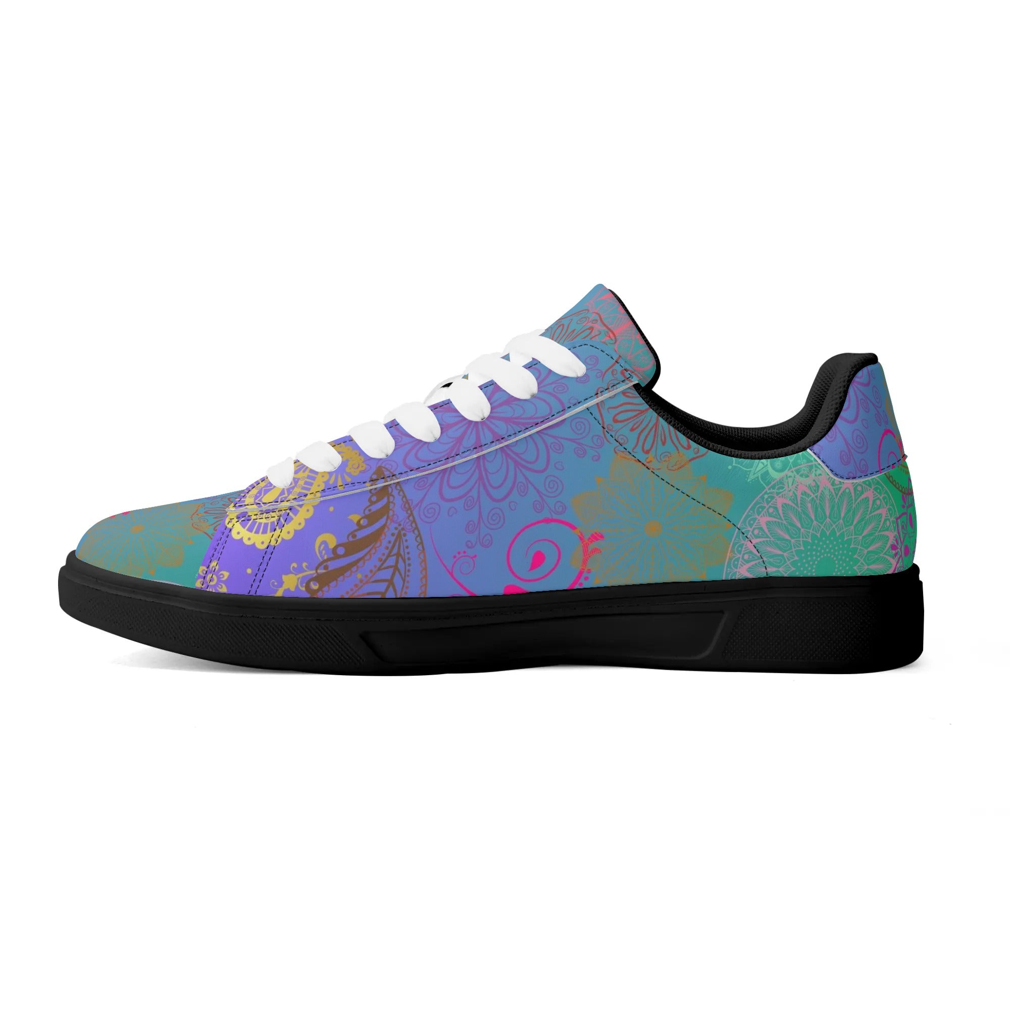 - Paisley Mist Adult Lightweight Low Top Leather Skateboard Shoes - womens sneakers at TFC&H Co.