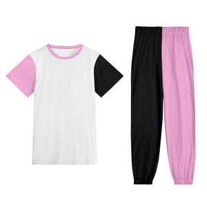 5XL - Color Block Womens Short Sleeve Sports Outfit Set - womens pants set at TFC&H Co.