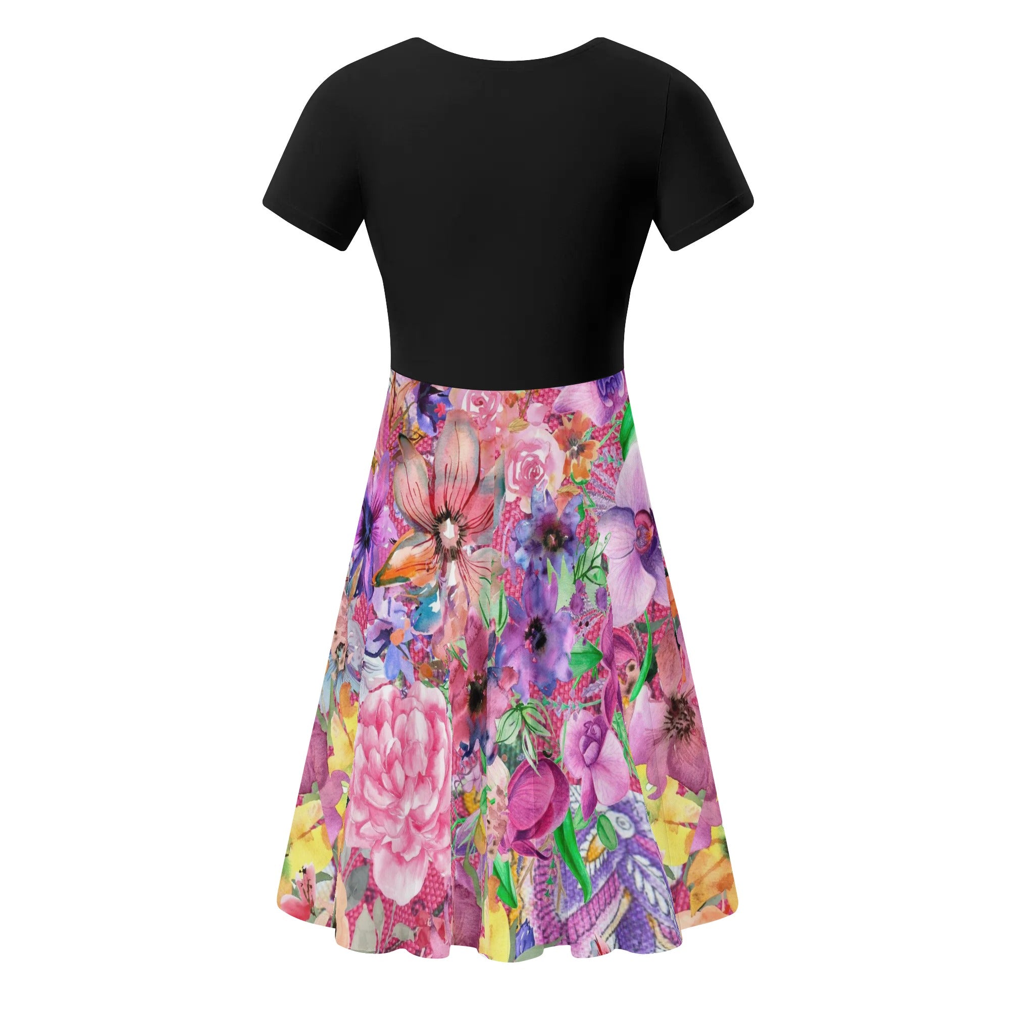 - Nothing but Floral Womens Black Top Ruffle Summer Dress - womens dress at TFC&H Co.