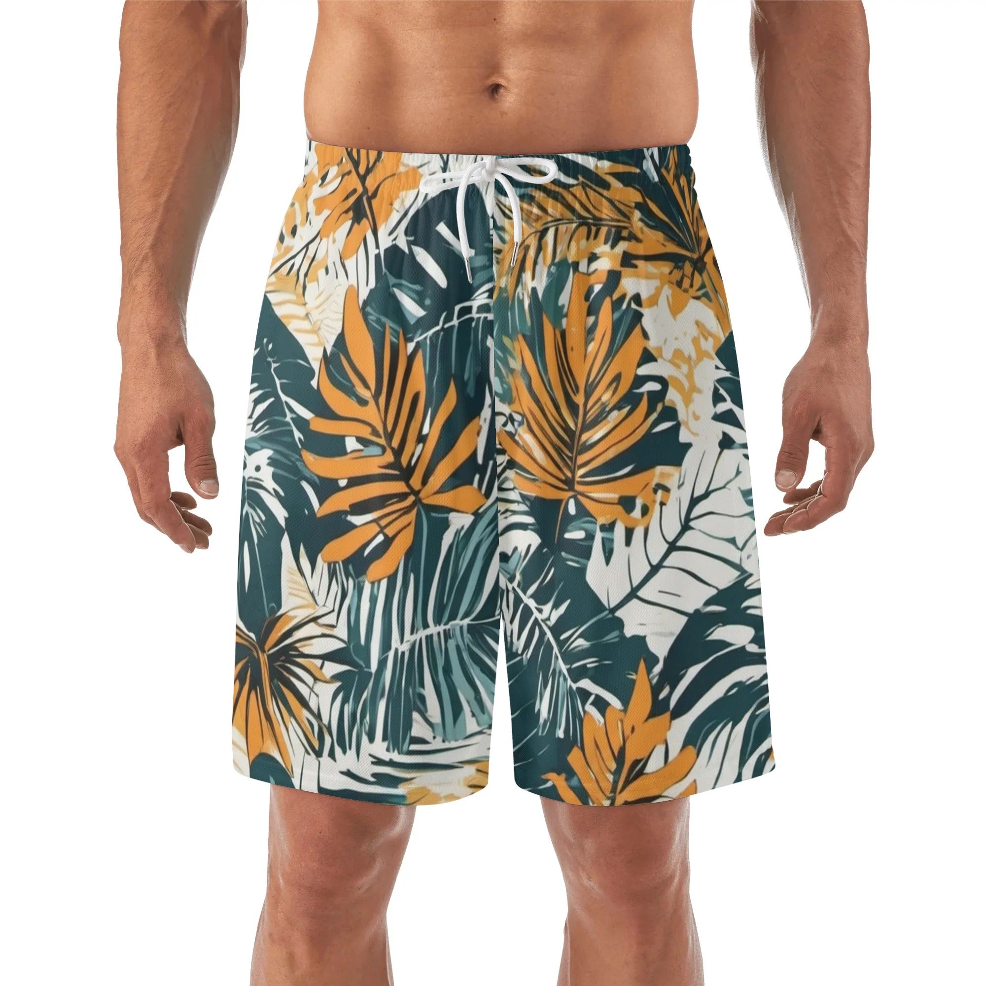 White - Jungle Voyage Mens Lightweight Hawaiian Beach Shorts - mens shorts at TFC&H Co.