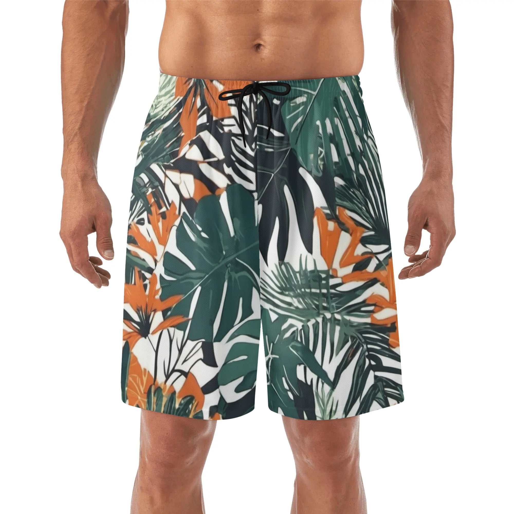 Black - Jungle Voyage 2 Mens Lightweight Hawaiian Beach Shorts - mens shorts at TFC&H Co.