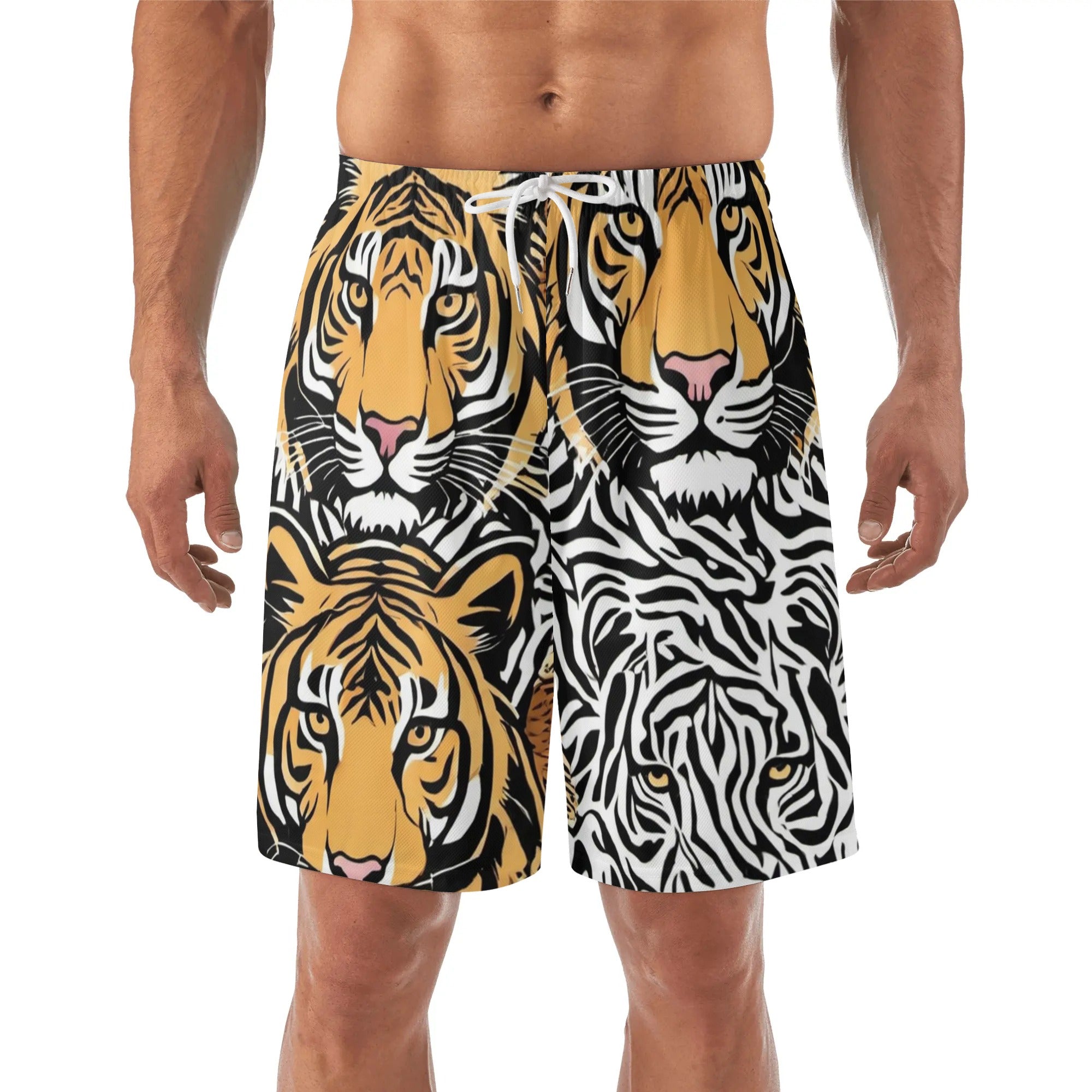 Animal Face Mens Lightweight Hawaiian Beach Shorts