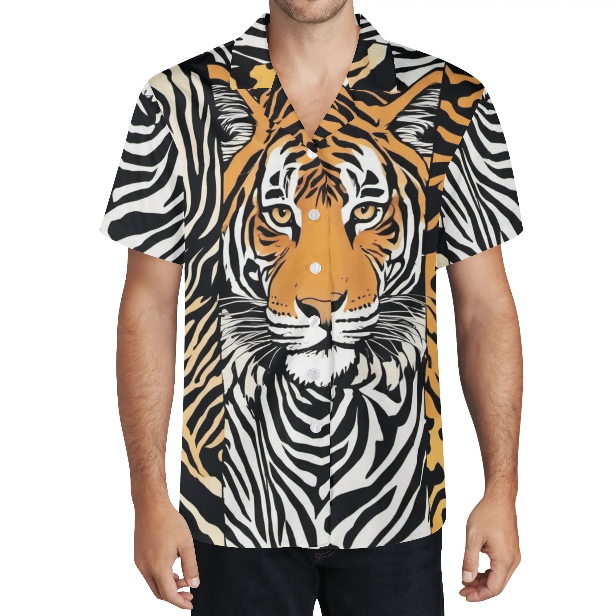 - Animal Face Mens Casual Hawaiian Shirt|Resort Wear - mens hawaiian shirt at TFC&H Co.
