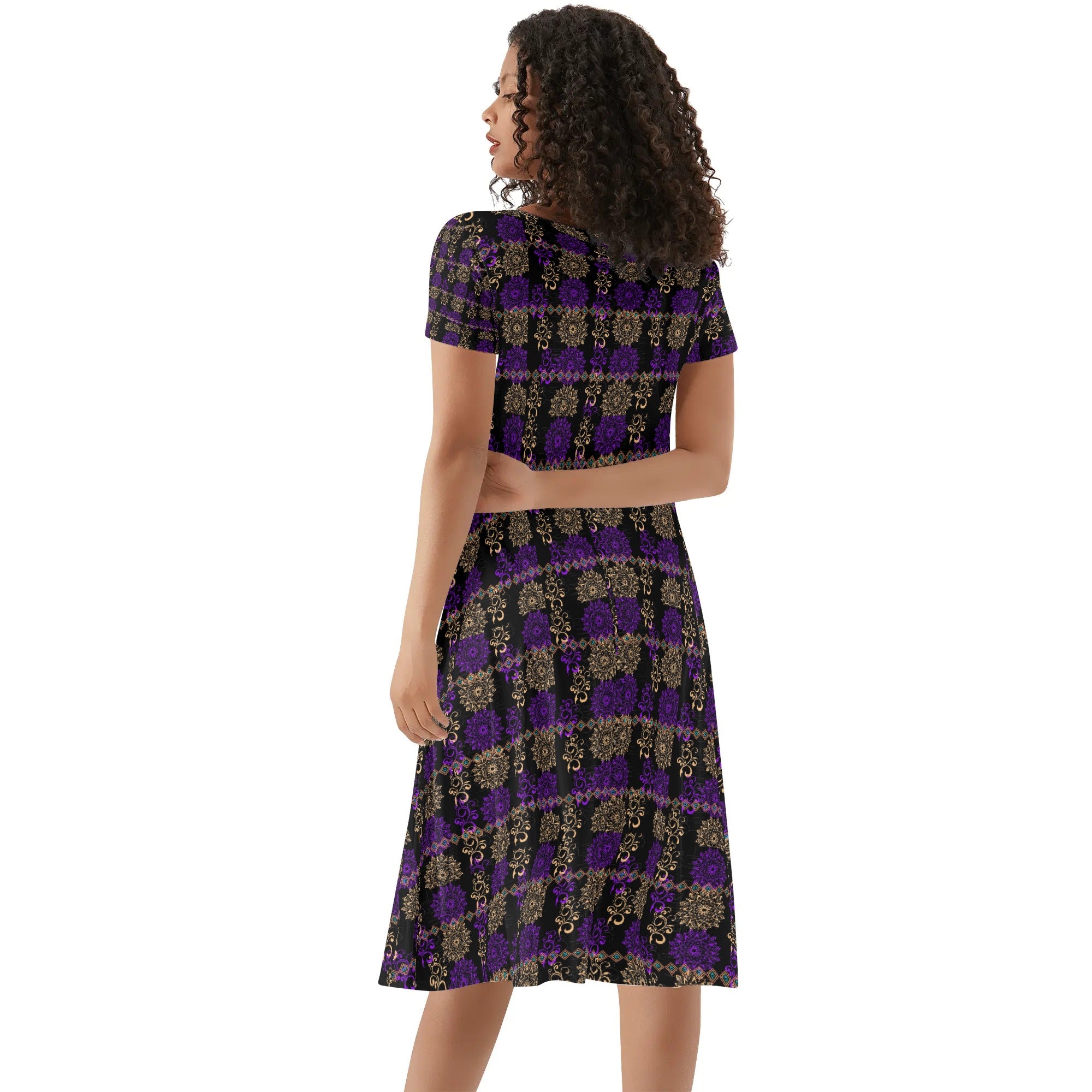 Royal Hues Womens Short Sleeve Ruffle Dress