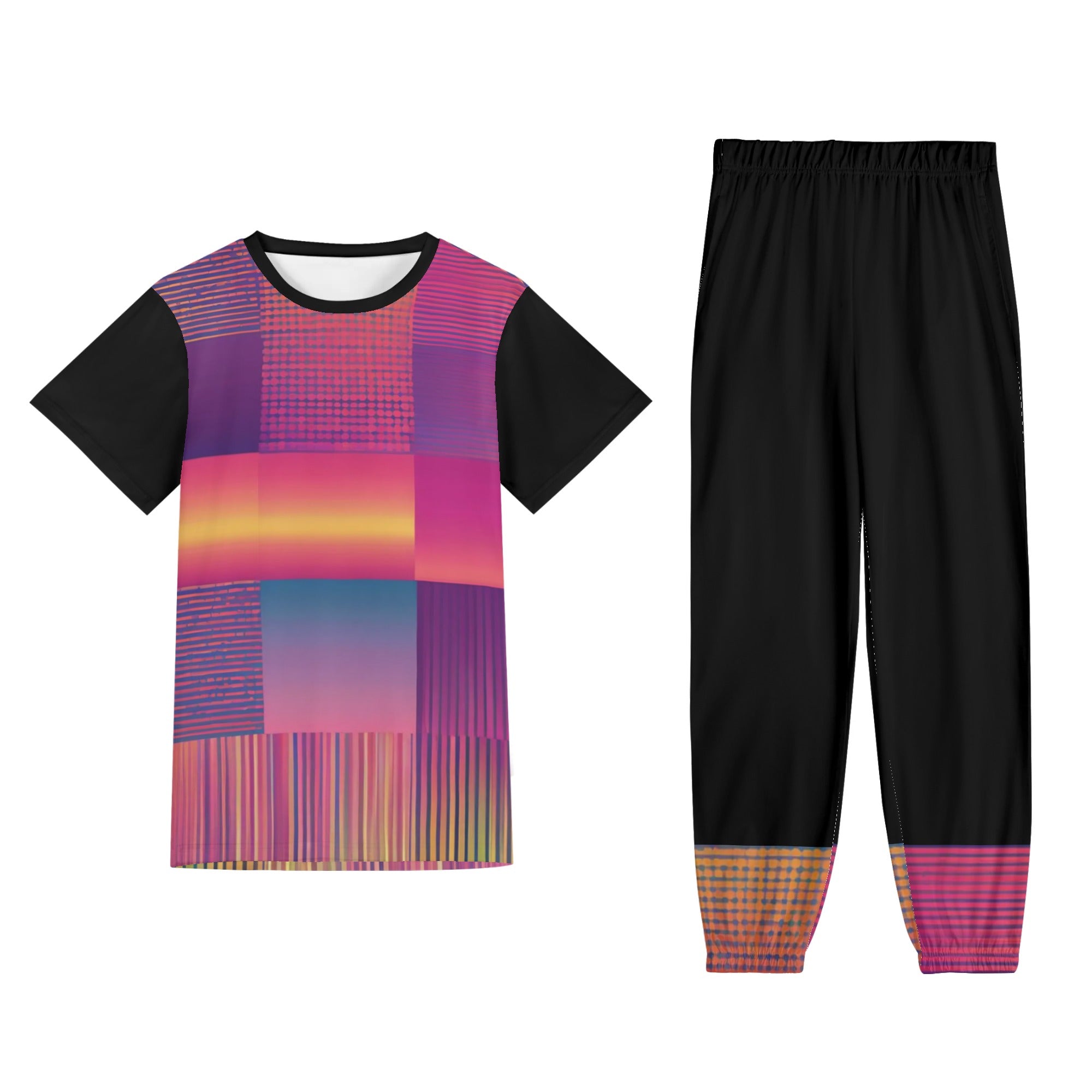 3 - Gradient Style Womens Short Sleeve Sports Outfit Set - womens pant set at TFC&H Co.