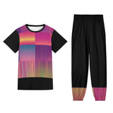 1 - Gradient Style Womens Short Sleeve Sports Outfit Set - womens pant set at TFC&H Co.