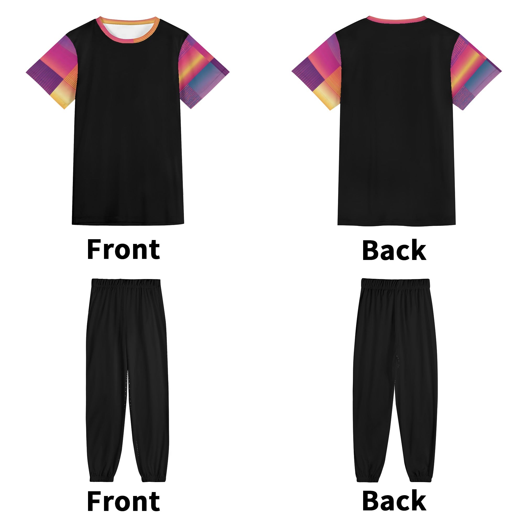 - Gradient Style Womens Short Sleeve Sports Outfit Set - womens pant set at TFC&H Co.